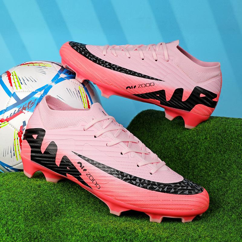2025 New Football Shoes Men's and Women's High-top Youth Training Long Nails TF Broken Nails Artificial Flat Sports Shoes