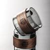Household High Borosilicate Glass Water Cup Living Room Cigarette Ash Colored Wooden Handle Cup Walnut Empty Vertical Tea Cup