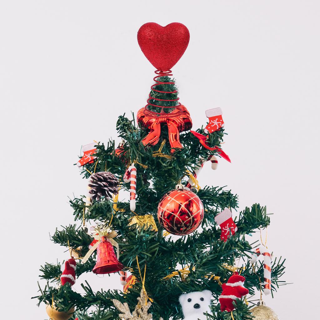 Red Heart Valentine Decoration Glitter Tree Top Ornament Romantic Wedding Party Supplies Valentine's Day Decor
