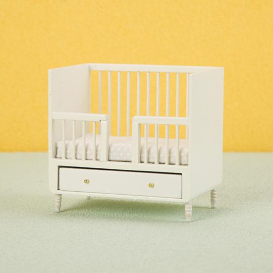 1/12 Puppenhaus Bett Möbel Zubehör Mini Holz Schlafzimmer mit Schublade Realistische Kompakte Puppenhaus Bett Dekoration Ornament