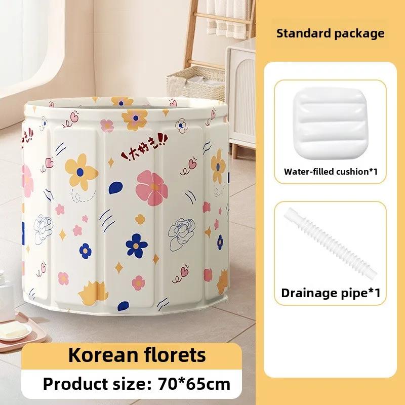 Apaļa, saliekama vanna bērniem un pieaugušajiem, pārnēsājama vanna, vannas istabas SPA, ērta uzglabāšana, salokāms peldes spainis ar vāku