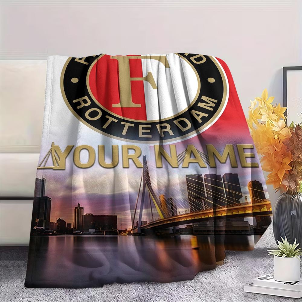1PC Custom Name Feyenoord Patterned Flannel Blanket Suitable For All Seasons for Home Decor Warmth and Comfort Gifts Holiday Present_xia