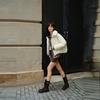 ELLE Fashionable Design Plaid Short Jacket With Drop Shoulder And 90% White Duck Down Women Outerwear EY52207