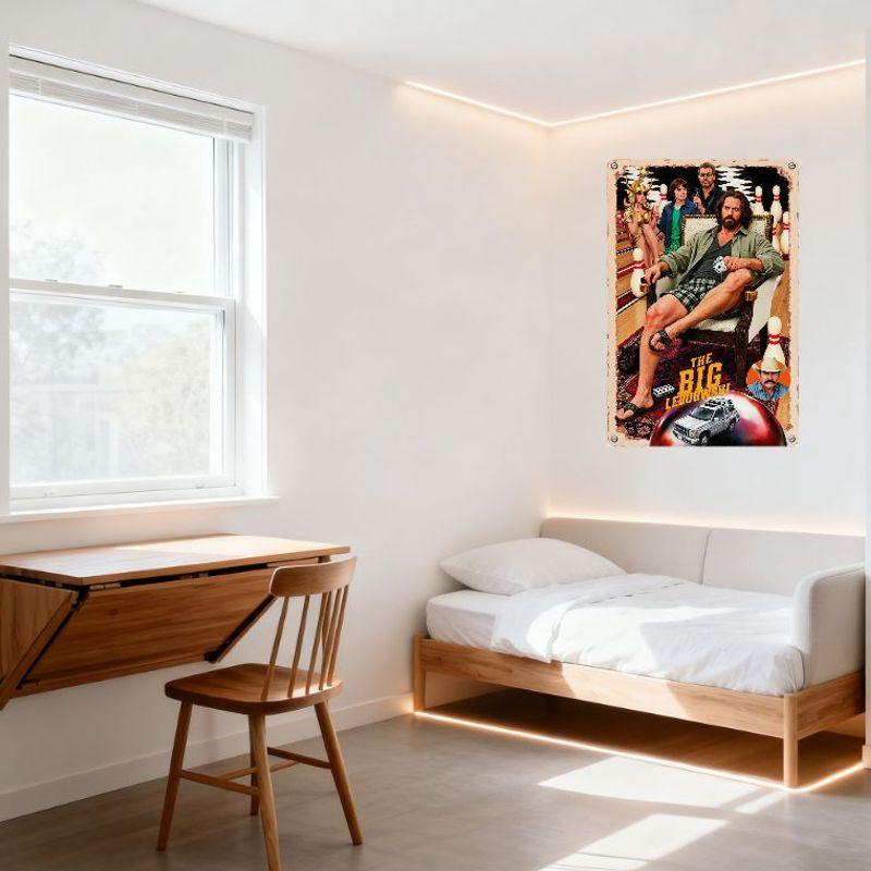 The Big Lebowski Vintage Movie Metal Tin Sign - Bowling Scene Plush Chair Man, Goddess Armor Woman, Retro SUV, Home Decor for Ma