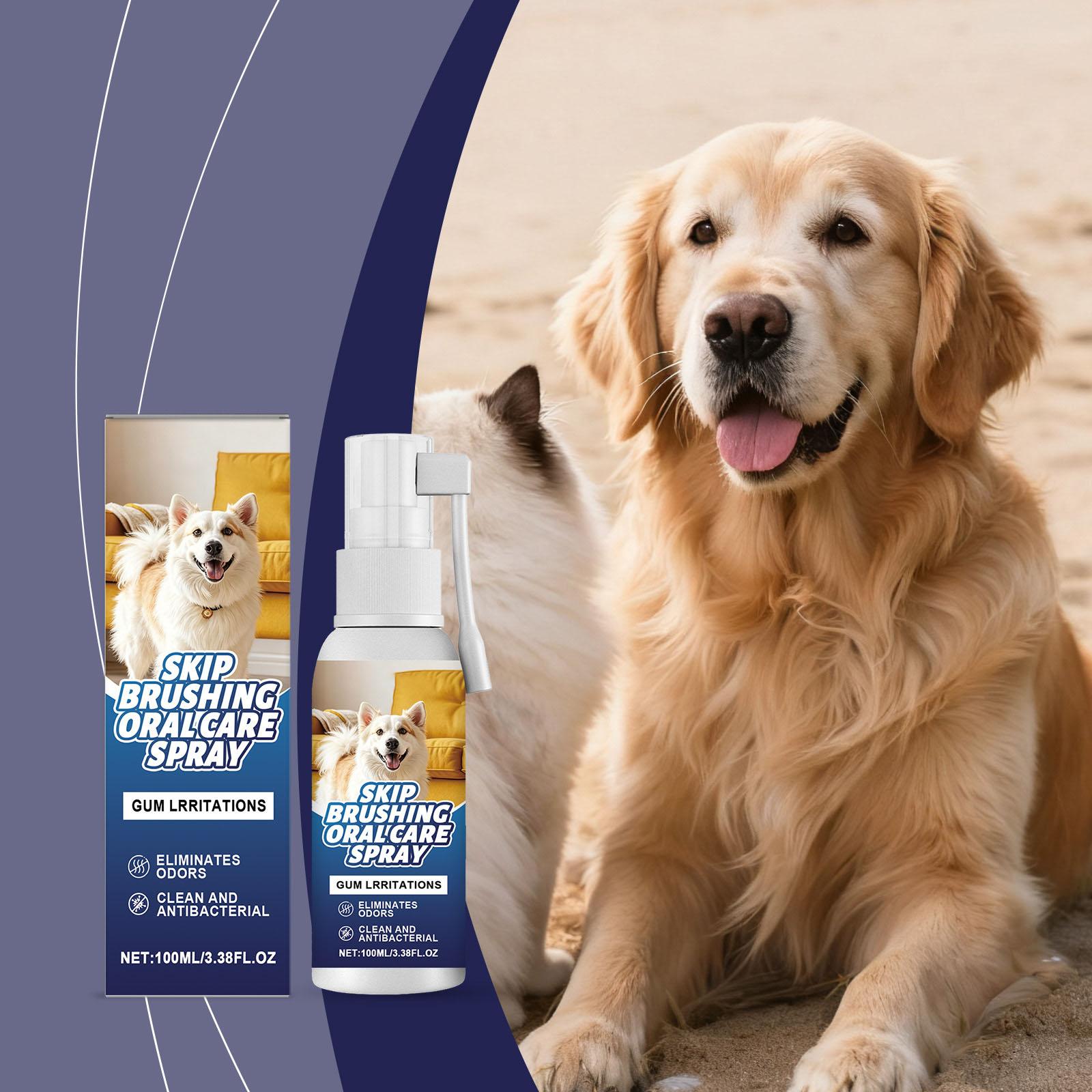 

Pet Oral Care Spray Freshens Pet Breath, Cleans Plaque And Yellow Teeth.100ml One Size