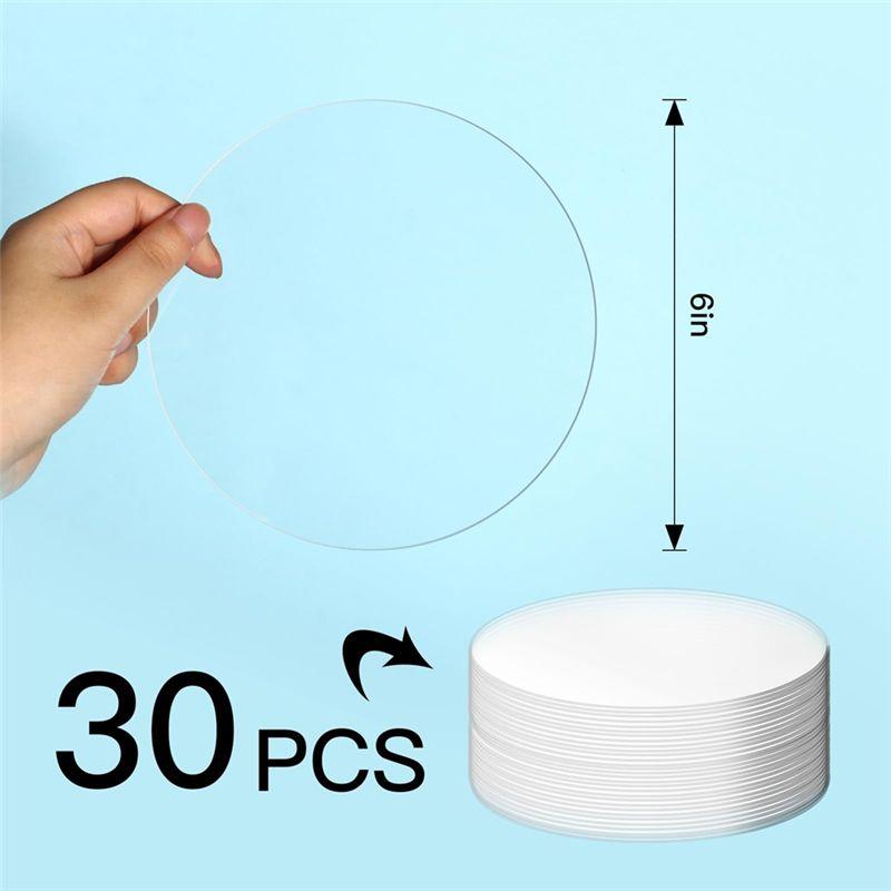 M-Modern-30 Pieces Clear Acrylic Circles, Round Acrylic Blanks Discs Round,For Halloween Christmas Ornament DIY Craft (6 Inch)