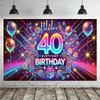 Sfondo 2D Glow per il 40° Compleanno, Banner Decorazione Festa a Tema Viola Neon