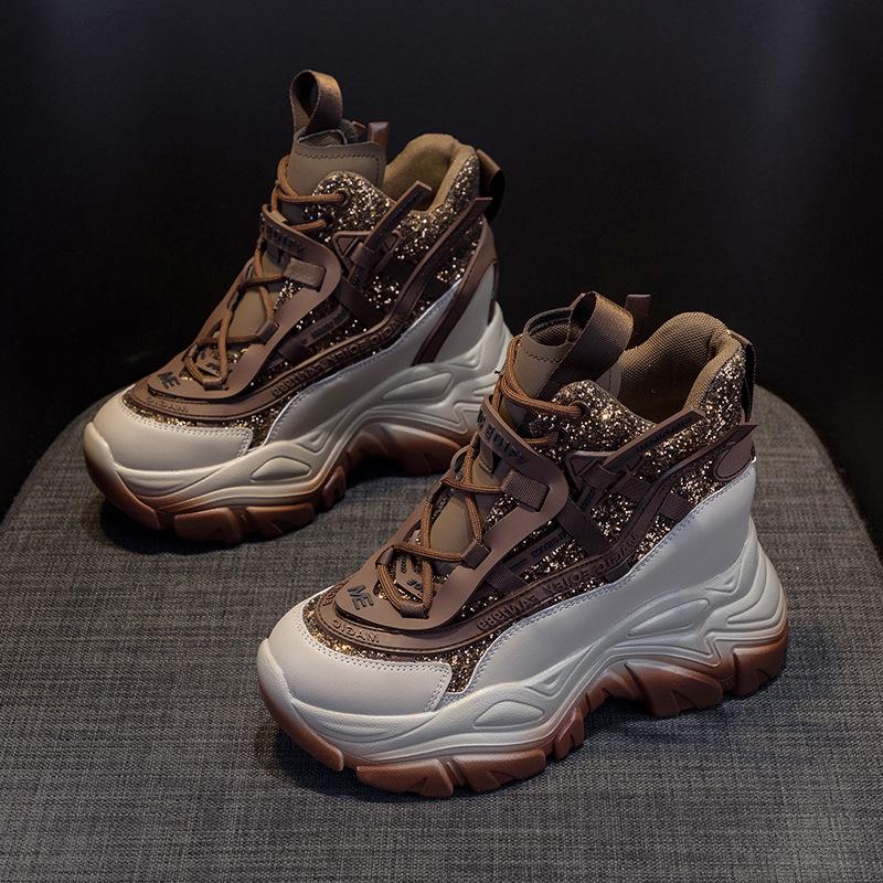 Women's 2024 Autumn Height-Enhancing Sequin Dad Shoes: Stylish and Versatile Casual Thick-Soled Footwear