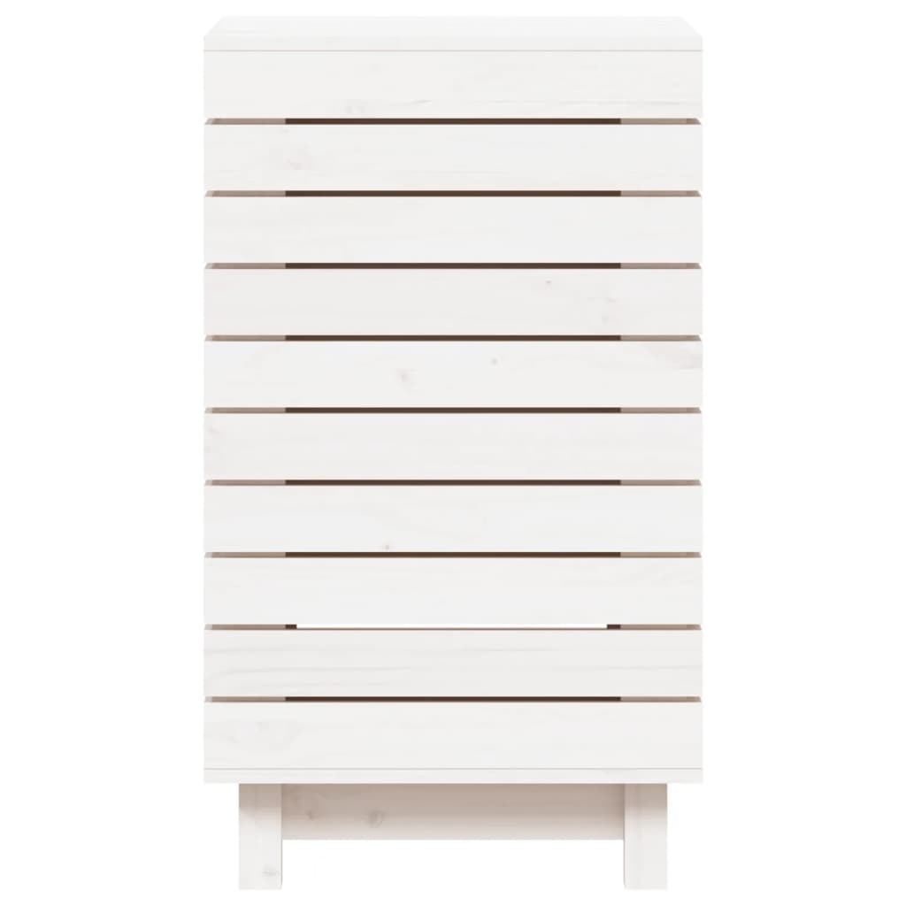 Vidaxl Laundry Basket, White, 44X44X76 Cm, Solid Pine Wood