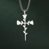 Teamer Crossed Thorns Rose Necklace Stainless Steel Jewelry For Women Men Box Chain Romantic Accessories Gothic Style Gift