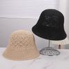 New hollow knitted bucket hat adult face small breathable versatile bucket hat sunscreen visor basin hat