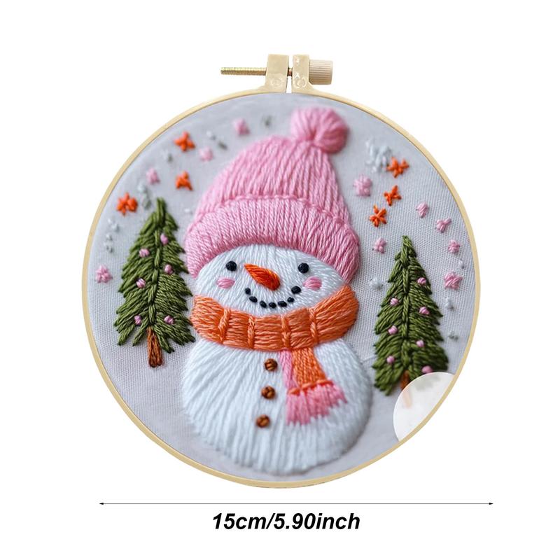Winter Embroidery Kit Stitching Pattern Hand Embroidery Ornament Decorative Embroidery Practice Kit Needlepoint Hoop For Bedroom