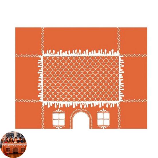 Christmas Gingerbread House Tablecloth 7.55 X 9.84 Ft Tablecloth with Cut-Out Door Windows Table Cover Playhouse for Family Gathering Party Supplies