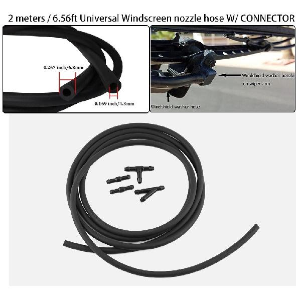 2M Windshield Wiper Washer Nozzle Hose Kit Universal Fluid Tube Pipe W/Connector