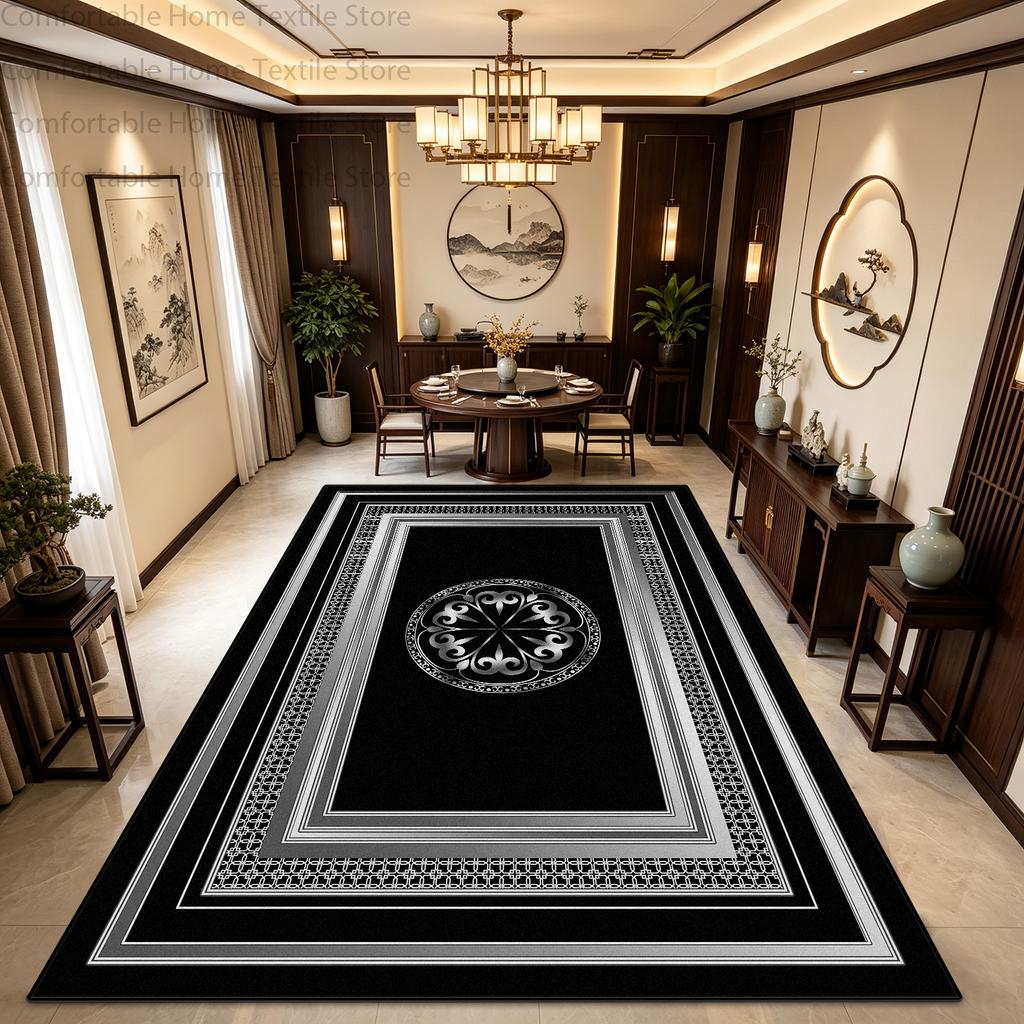 European Style Oriental Light Luxury Living Room Carpet Non-slip Soft Plush Study Rug Fluffy Washable Foldable Coffee Tables Mat