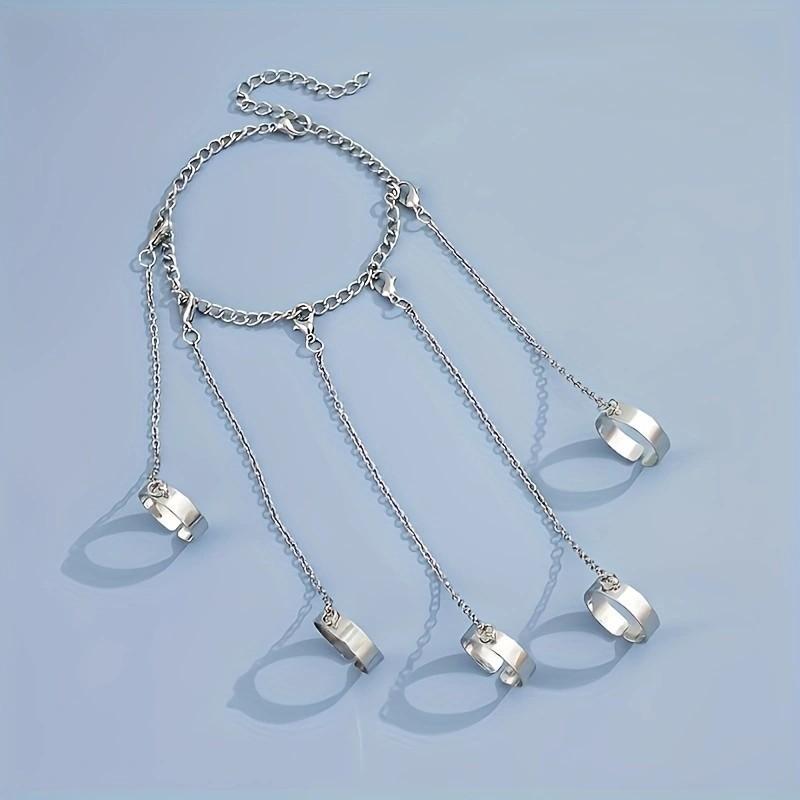 Meier Trendy Punk Style Creative Finger Interlocking Bracelet Ring - Detachable Cool Accessories