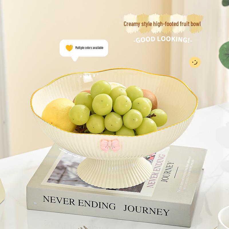 Elegant Ins-Style Fruit Bowl with Drainer - High-Footed Plate for Living Room Snacks and Fruits