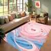 Sweet Swirl Heart Area Rug Dreamy Colorful Swirl Print Non-Slip Large Carpet Romantic Coquette Themed Floor Mat for Living Room