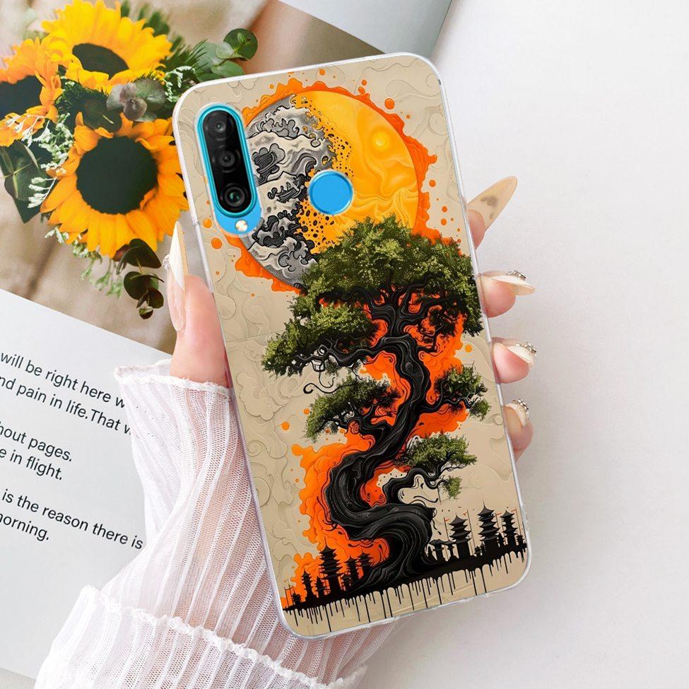 Transparent For Huawei P30 Lite Case Cover Cute Cat Fashion Butterfly Funny Painted Casing MAR-L01A MAR-L21A MAR-LX1A