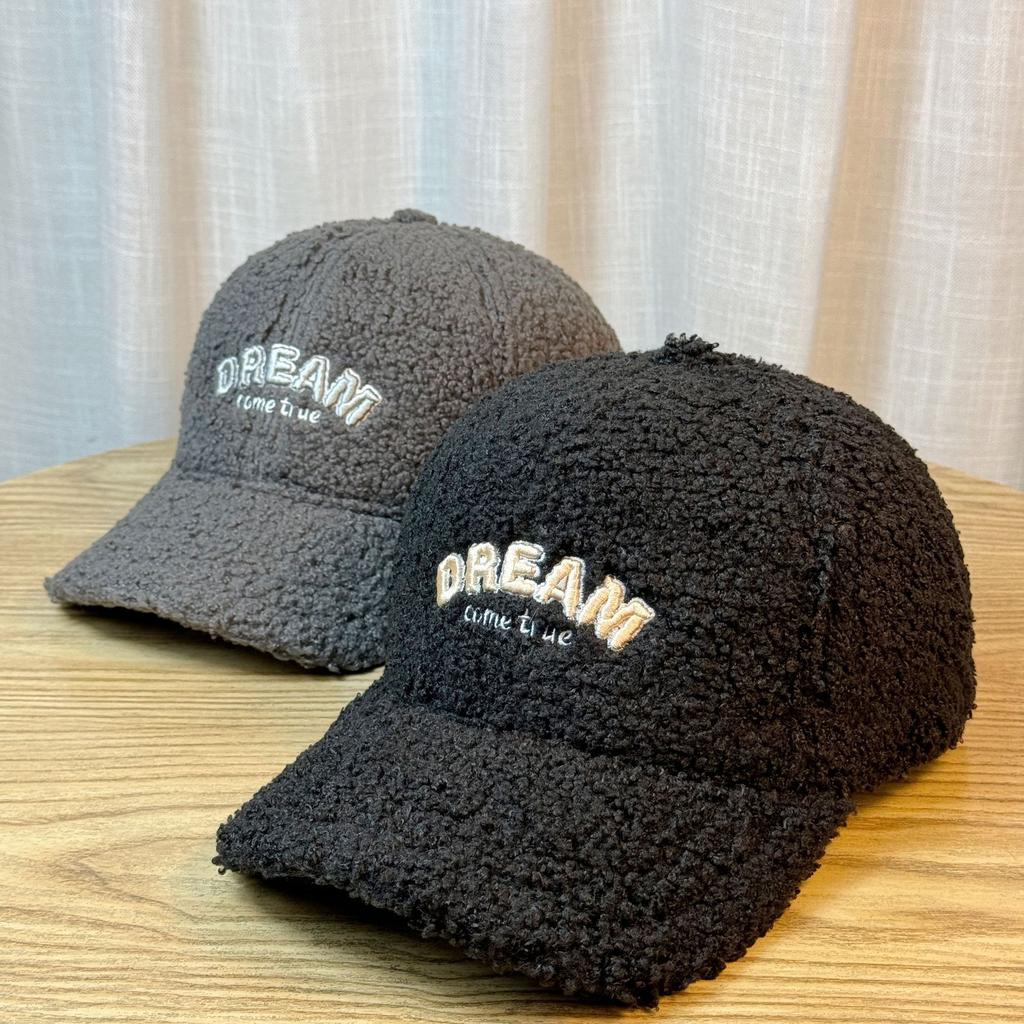 Autumn and Winter New Style Lamb Wool Embroidered Letter Baseball Hat for Women Outdoor Cold Proof and Warm Fashion Versatile Peaked Cap