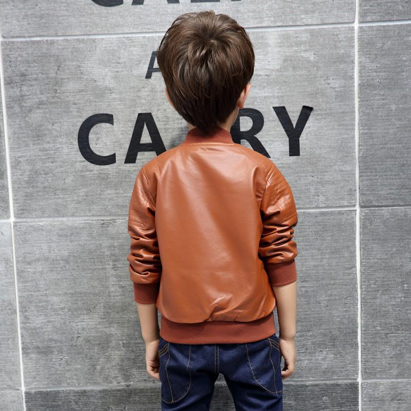 Boys Coats Autumn Winter Fashion Korean Children's Plus Velvet Warming Cotton PU Leather Jacket