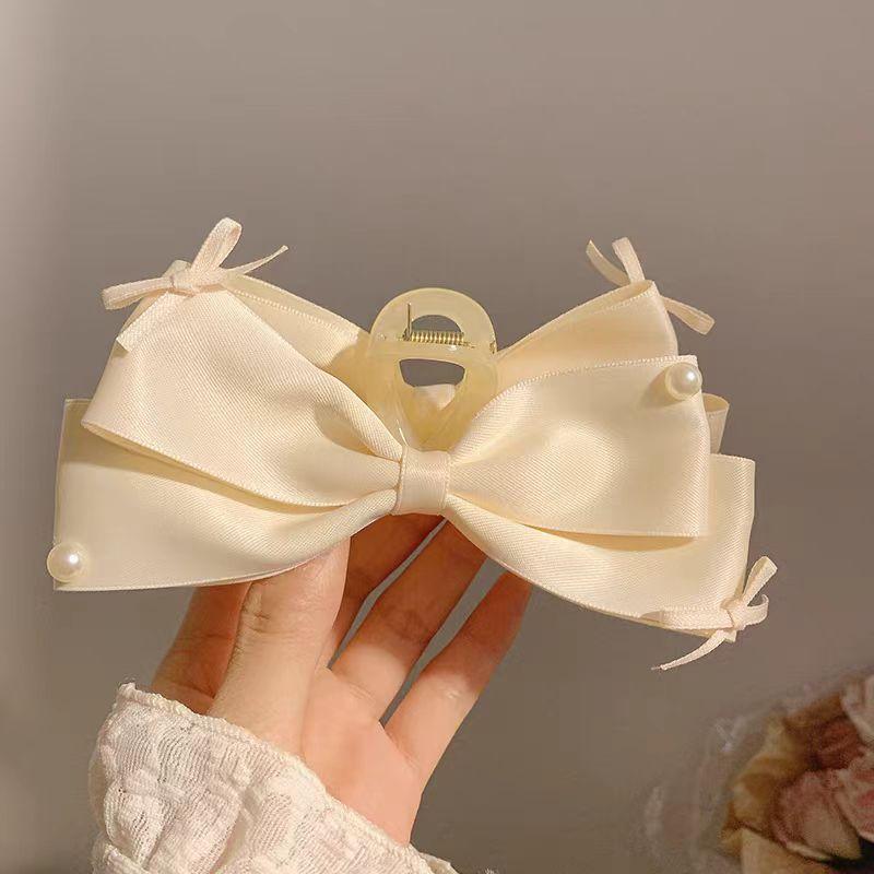 New Elegant Korean Bow Hairpin Pearl Accessory Simple Hair Clamp Creative Fashionable and Versatile Bow Hair Clip Hair Accessory