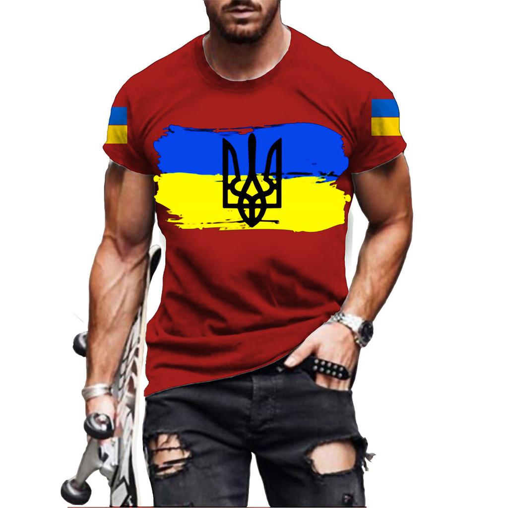 2025 Men's T-Shirt Ukrainian T-Shirt 3d Men's Ukrainian Army Badge T-Shirt Ukrainian Flag Short Sleeve T-Shirt