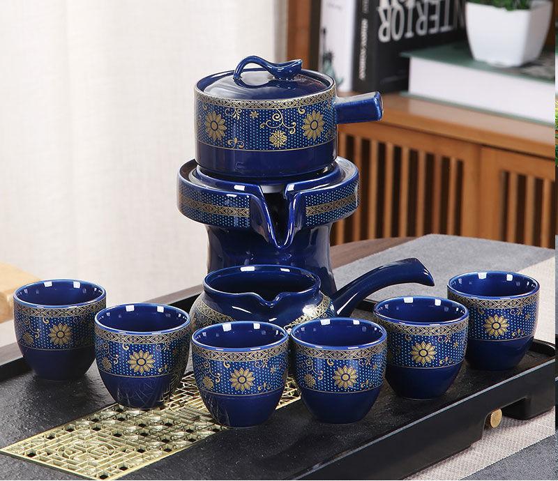 8-teiliges Set Halbautomatische Teesets Chinesisches Keramik-Teeset aus lila Ton Teetasse Das Kung-Fu-Teekannenset