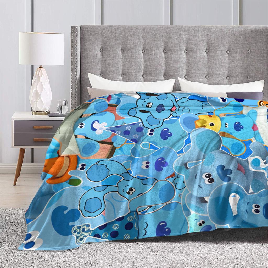 Soft Warm Blanket Airplane Travel Blue's Clues Collage Throw Blanket Cartoon Flannel Bedspread For Couch Chair Sofa Bed Sofa Bed