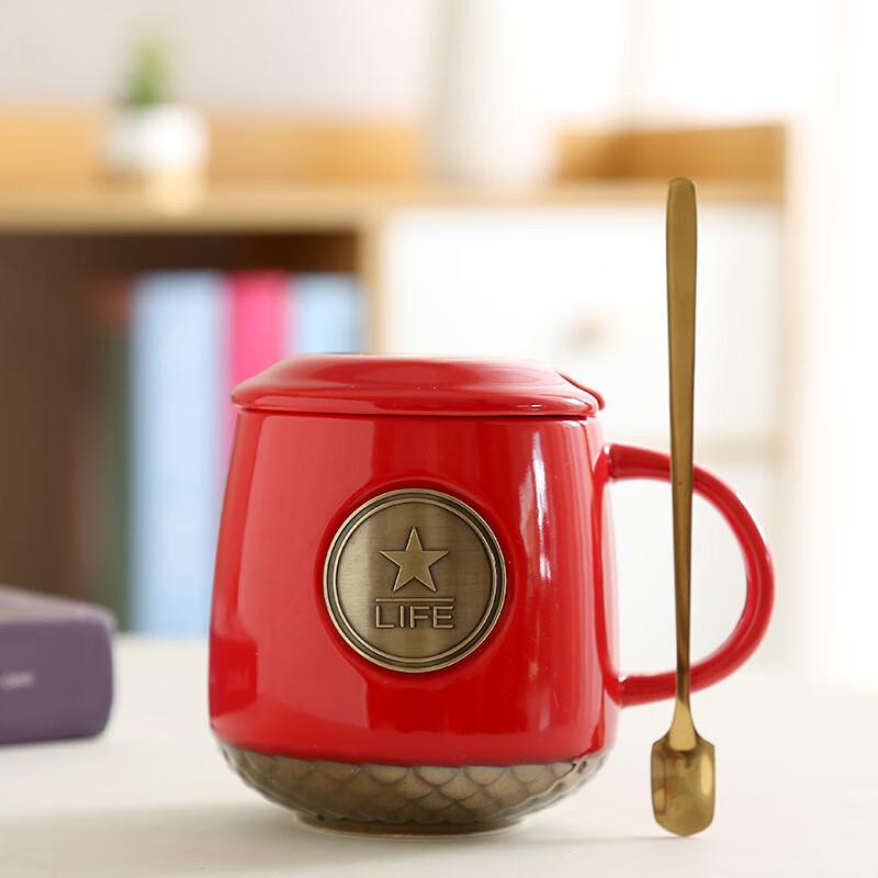 Duoli Embossed Ceramic Mug with Copper Plate