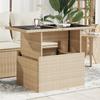 VidaXL Garden Table with Beige Glass Top 100x55x73 Cm Poly Rattan, Outdoor Table, Table, Outdoor Dining Table, 366059