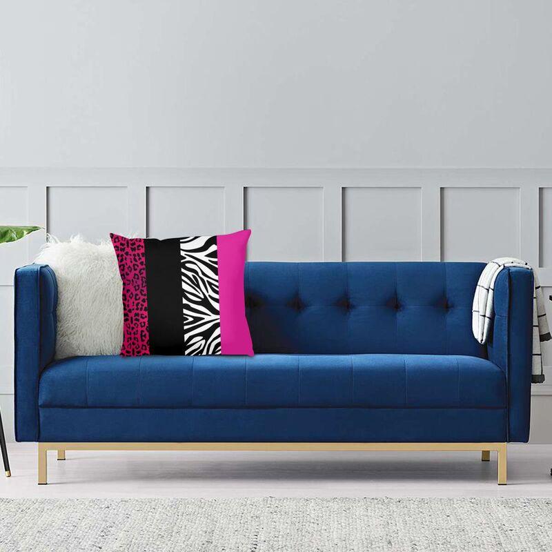 Hot Pink Zebra And Leopard Animal Print Stripes Cushion Covers 40x40 Polyester Throw Pillow Case for Sofa Car Square Pillowcase