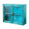 Multifunctional Wooden Desktop Cabinet 2 Tier Showcase Organizer Shelf with Clear Door for Cosmetics Jewelry Perfume