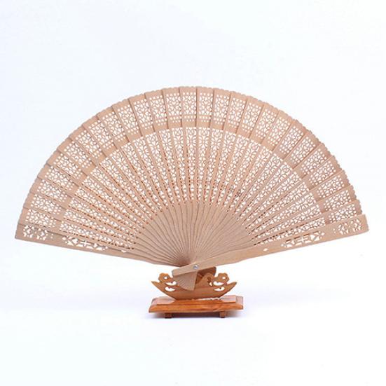 Vintage Ażurowy Rzeźbiony Drewniany Kwiat Składany Ręczny Wachlarz Upominki na Przyjęcie Dekoracja