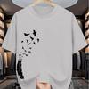 Men's Pure Cotton Summer Casual Loose Fashion Bird Creative Pattern Printed Round Neck T-shirt Versatile Top