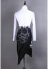 Women's Latin Dance Bodysuit - Mesh Sleeves, Ruffled Bust, Patchwork Skirt