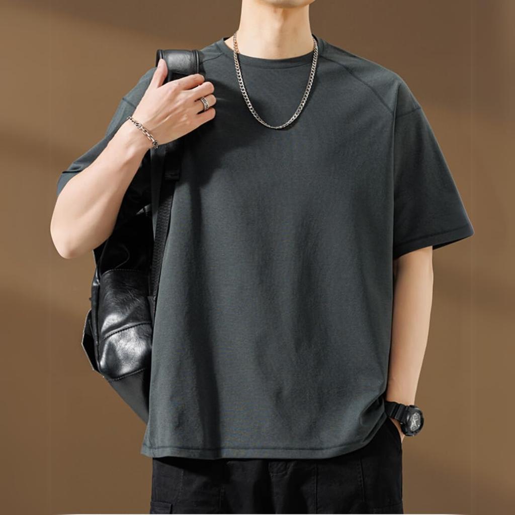 Summer Short Crew American Vintage Dark L [PenBille] Men's T-Shirt, Sleeve, Neck, Style, Stylish, Casual, Plain, Comfortable, Versatile, Trendy, Cool,