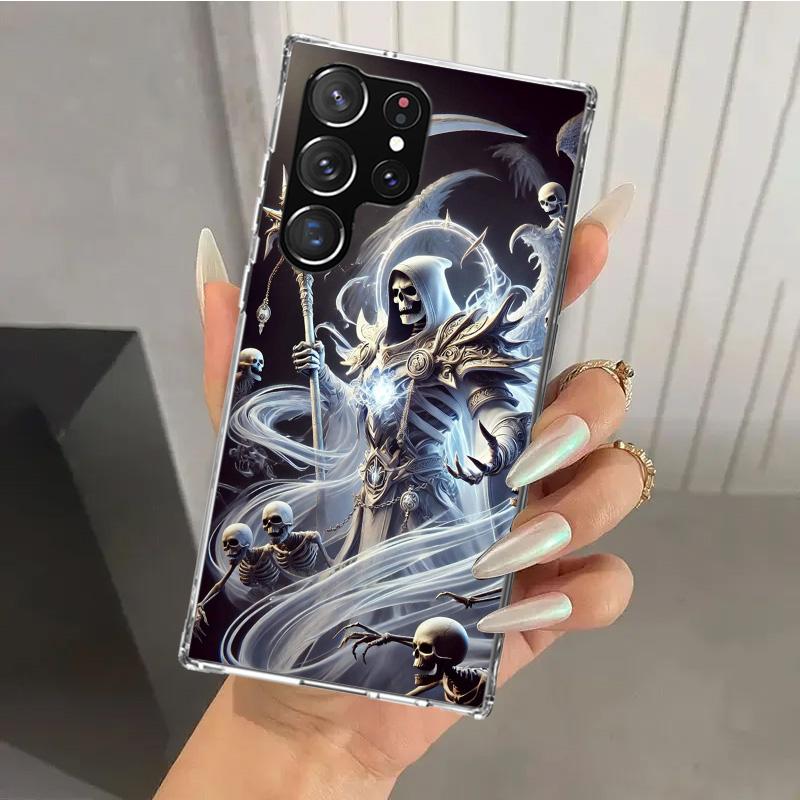 Death Grim Reaper Skull Scythe Phone Case for Samsung Galaxy S26 S24 S23 Ultra S25 Edge S22 S21 Plus S20 FE + Soft Print Shell F