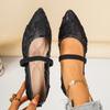Women's Net Ballet Flats Fashion Sweet Pointed Head Mary Jane Shoes for Women