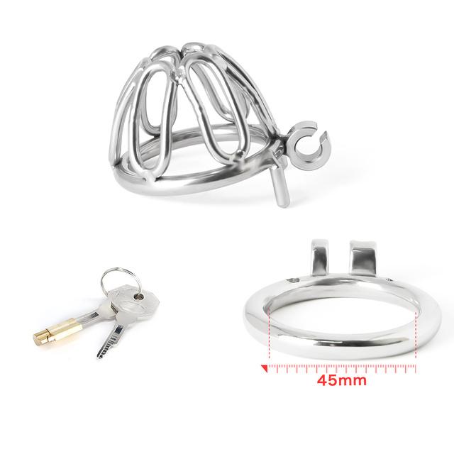 Small Metal Cock Cage Micro Stainless Steel Chastity Device Padlock Lockable Penis Ring Lock Sex Toy For Men BDSM Erotic Bondage