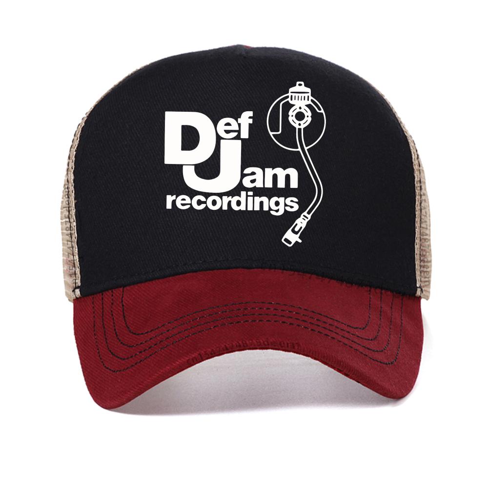 

с бейсболкой DJ Def Jam Recordings Классическая шапка Rap Hip Hop модная мужская женская сетчатая кепка-тракер повседневная для защиты от солнца Snapback шапки Adjustable красный