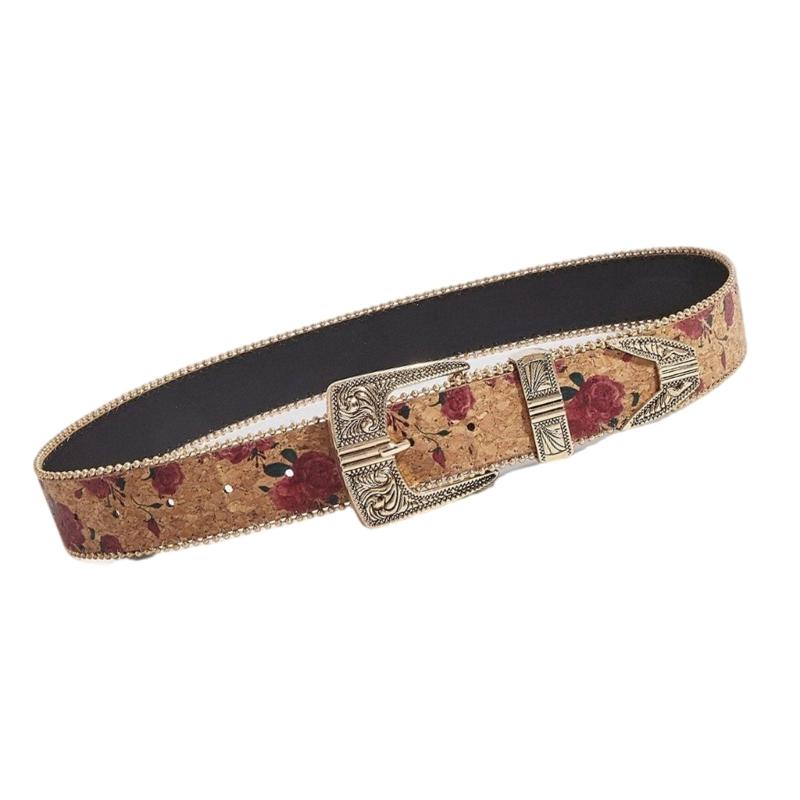 Smooth PU Leather Women's Timeless Belt Modern Rose Design Comfortable Waistband For Daily Use And Extended Wear