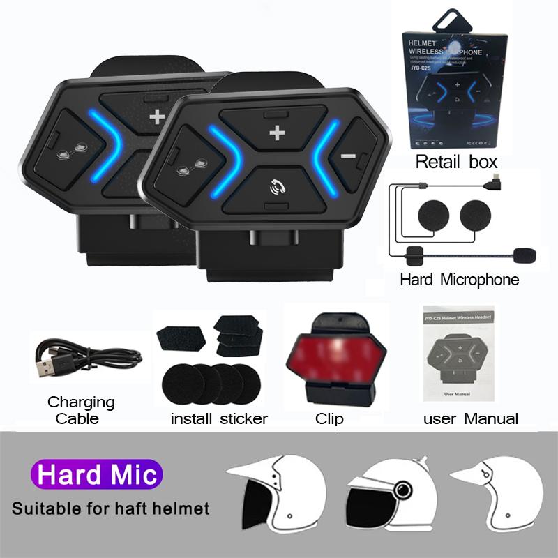 Kebidumei 500M 2-Person Full Duplex Talk Wireless Motorcycle Helmet Intercom V5.4 Bluetooth Headset Handsfree Waterproof & Noise Reduction