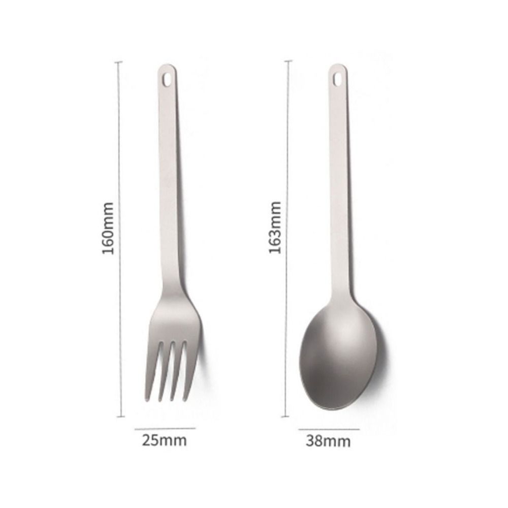 2 Pcs/Set Reusable Titanium Tableware Portable Flatware Set Durable Utensils  Outdoor Camping