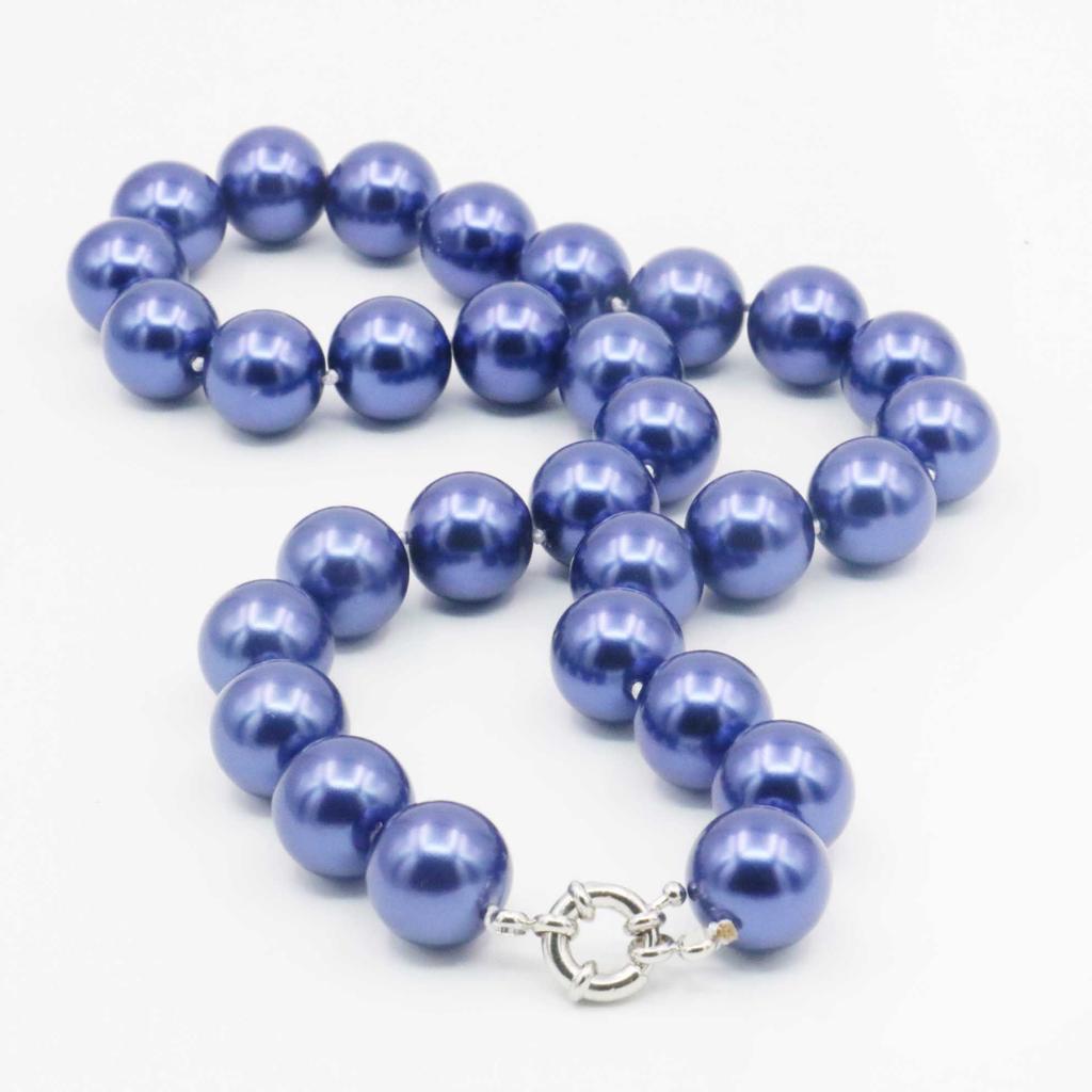 10mm South Sea Dark Blue Shell Pearl Necklace Pearl Beads Women Girls for Jewelry Making Design Rope Chain Neckwear 18INCH