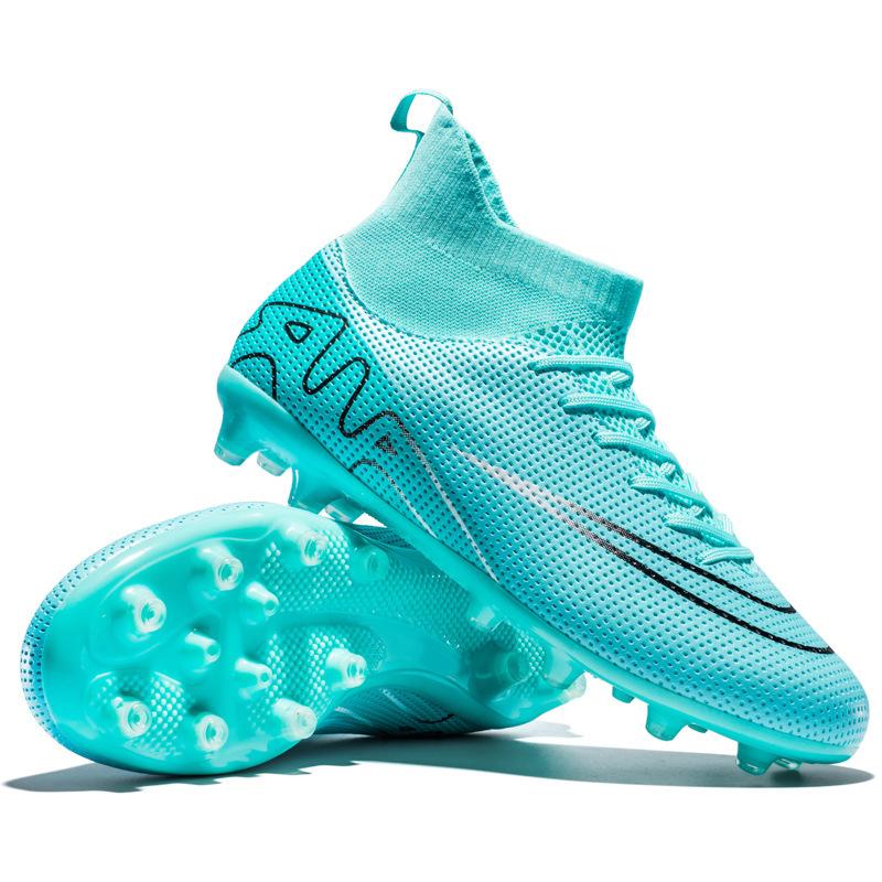 Nailed artificial turf football shoes training leather feet men's and women's shoes nailed students broken high-top teenagers and children's price