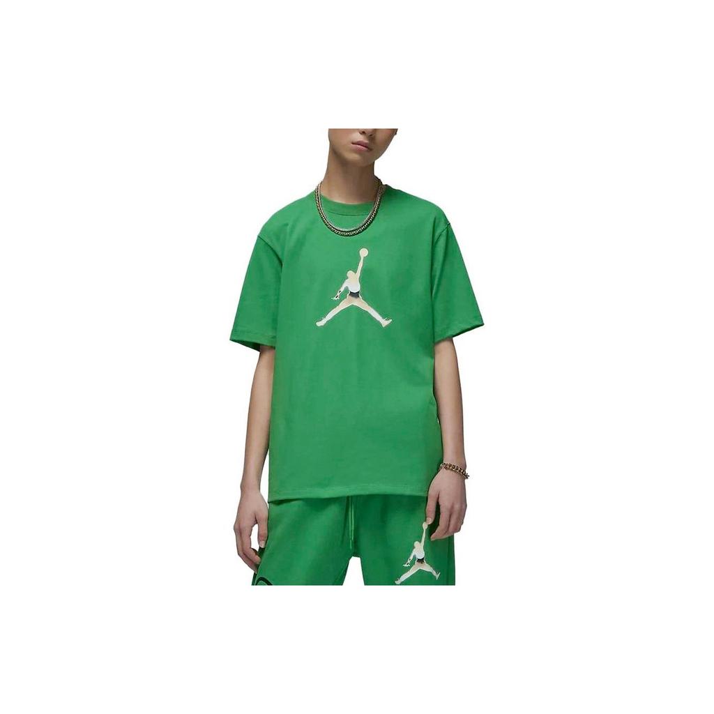 Jordan Logo Printed Breathable Round Neck Loose Short Sleeve Drop Shoulder T-Shirt Women T-Shirt Green FJ2511-310