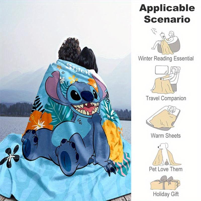 1pc Stitch Printing Blanket - Soft, All-Season Throw for Office Blanket, Personalized Gift with Adorable Cartoon Design