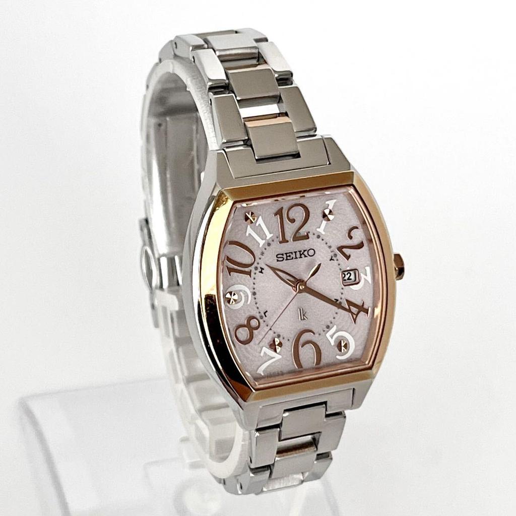 [In operation] Polished Seiko SEIKO LUKIA Ladies Watch Radio Solar Good Condition Pink Silver Dial Gold s2367