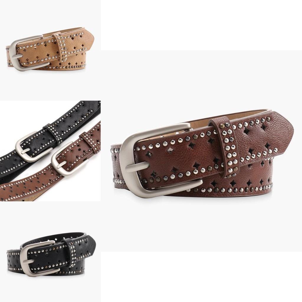 Fashion Solid Color Rivet Decoration Women Casual Wide Belt For Daily Wear